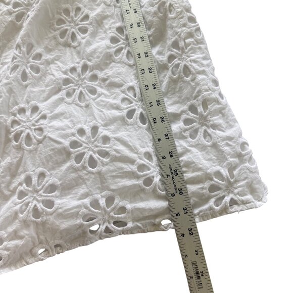 White Sleeveless Floral Eyelet Shift Dress By Whit Two Anthropologie - Picture 8 of 8